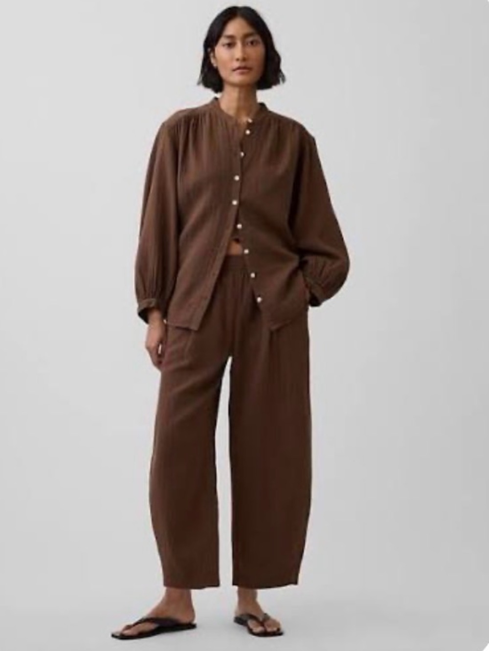 Gap Cotton Gauze Easy Barrel Pants